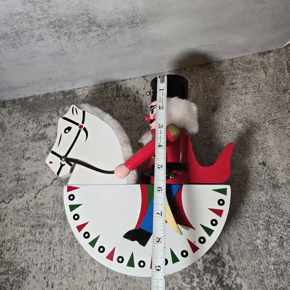 Vintage Erzgebirge Wooden Soldier Nutcracker White Rocking Horse East Germany